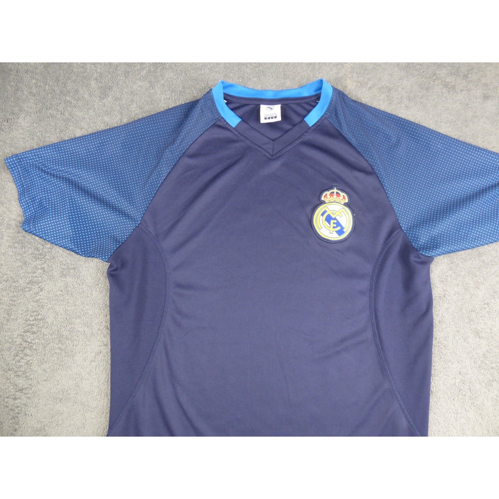 Real Madrid Soccer Jersey Mens Small Navy Blue V-Neck Short Sleeve Training Shir - Picture 4 of 9